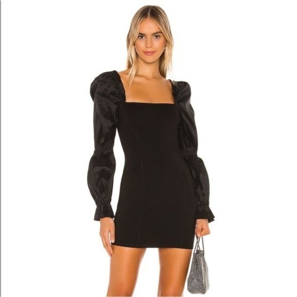 MAJORELLE Dove Dress Revolve Puff Sleeve‎ Black Mini Party Cocktail LBD small